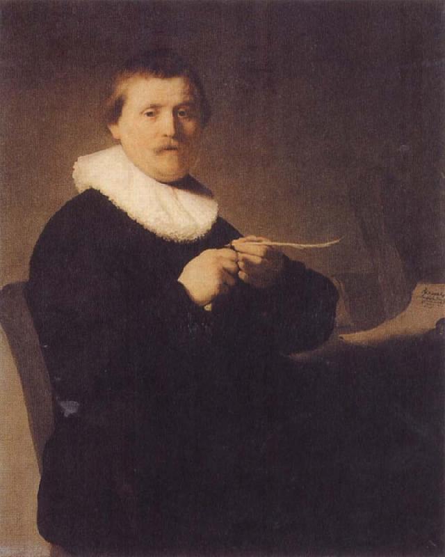 REMBRANDT Harmenszoon van Rijn Young Man Sharpening a Pen France oil painting art